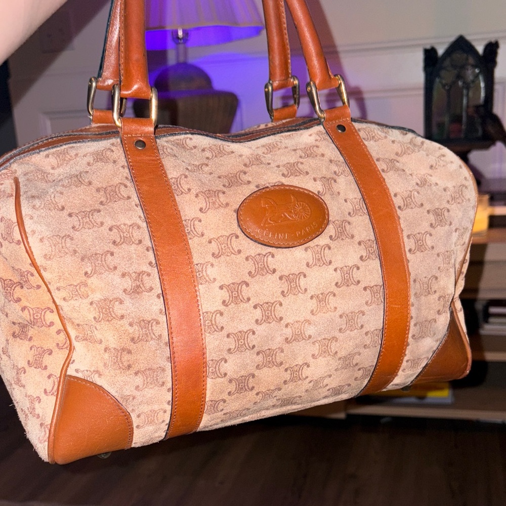 VINTAGE SUEDE CELINE small duffel/purse